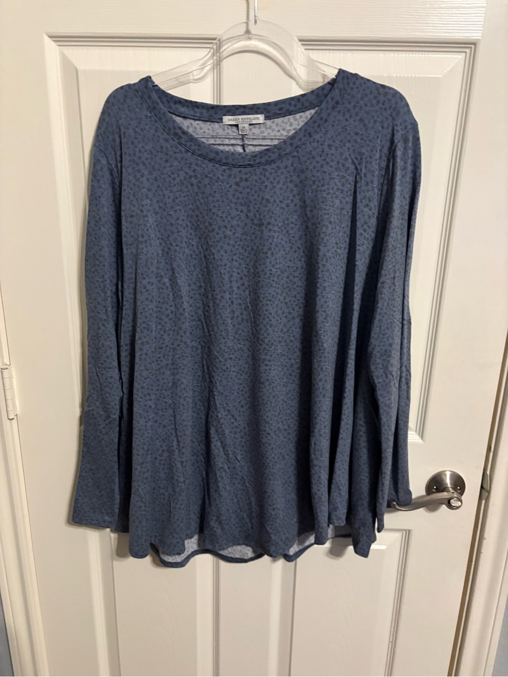 282- Green Envelope Blue with black dot faded Long-Sleeve Lightweight Top